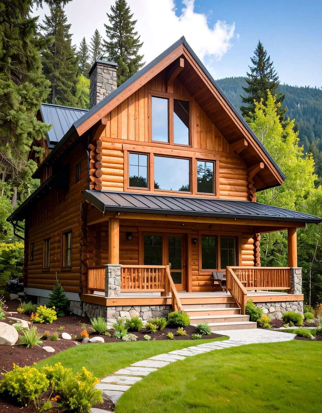 Rustic Mountain Cabin Style - 24 houses with black roofs