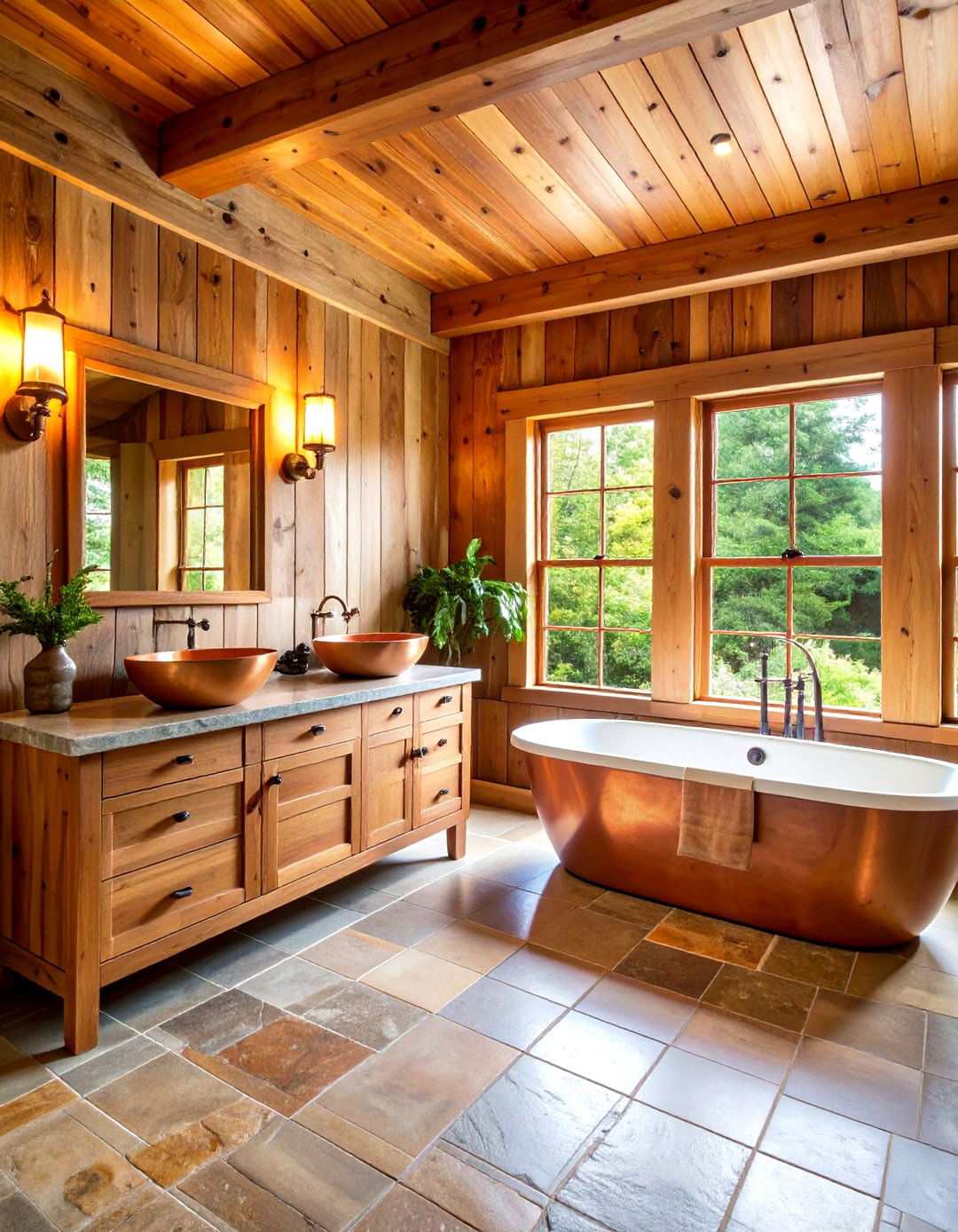 Rustic Natural Wood Shiplap Bathroom - 24 shiplap bathroom ideas