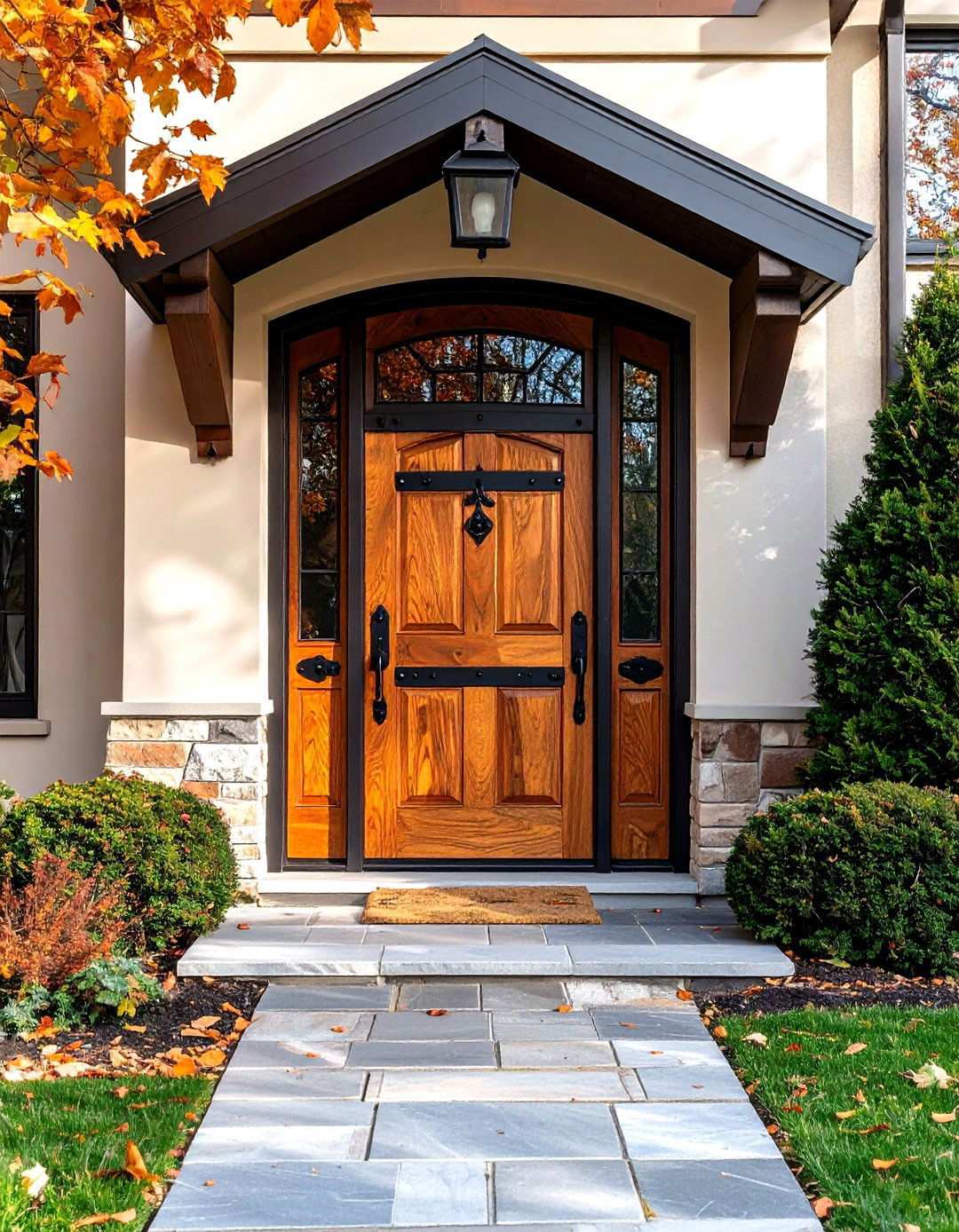 Rustic Oak and Iron Front Door - 24 Rustic Front Door Ideas