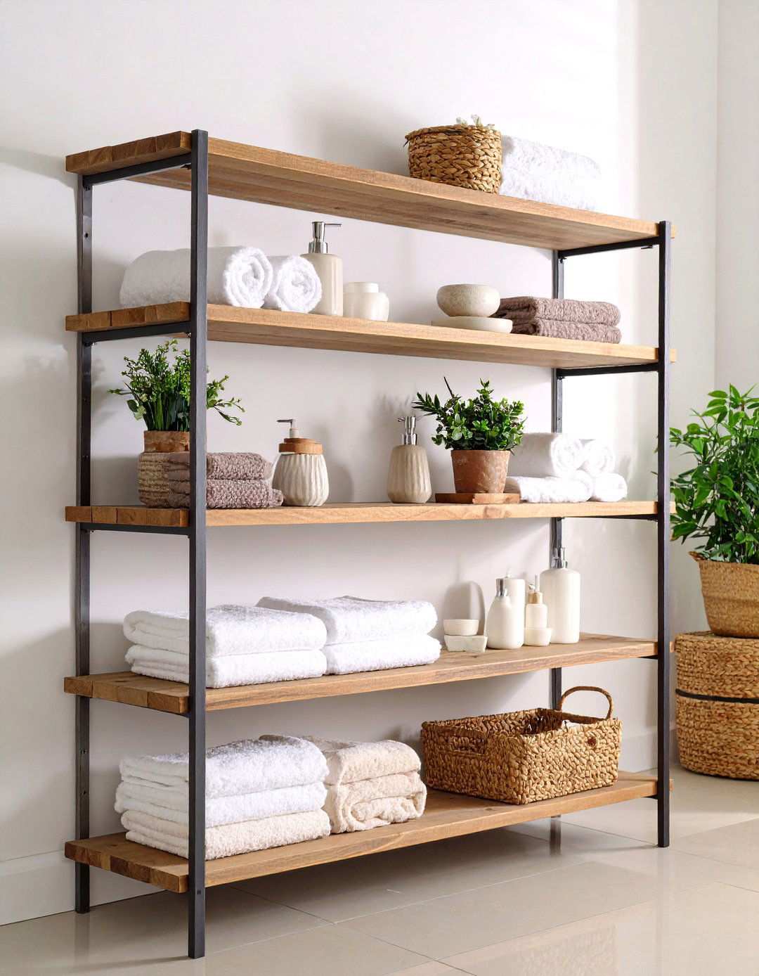Rustic Open Shelving Displays - 24 Rustic Bathroom Ideas