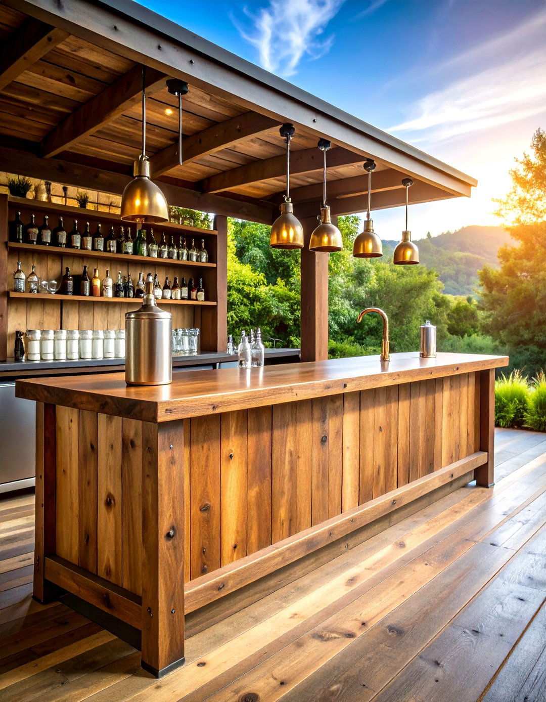 Rustic Outdoor Bar with Kegerator - 24 Rustic Outdoor Kitchen Ideas