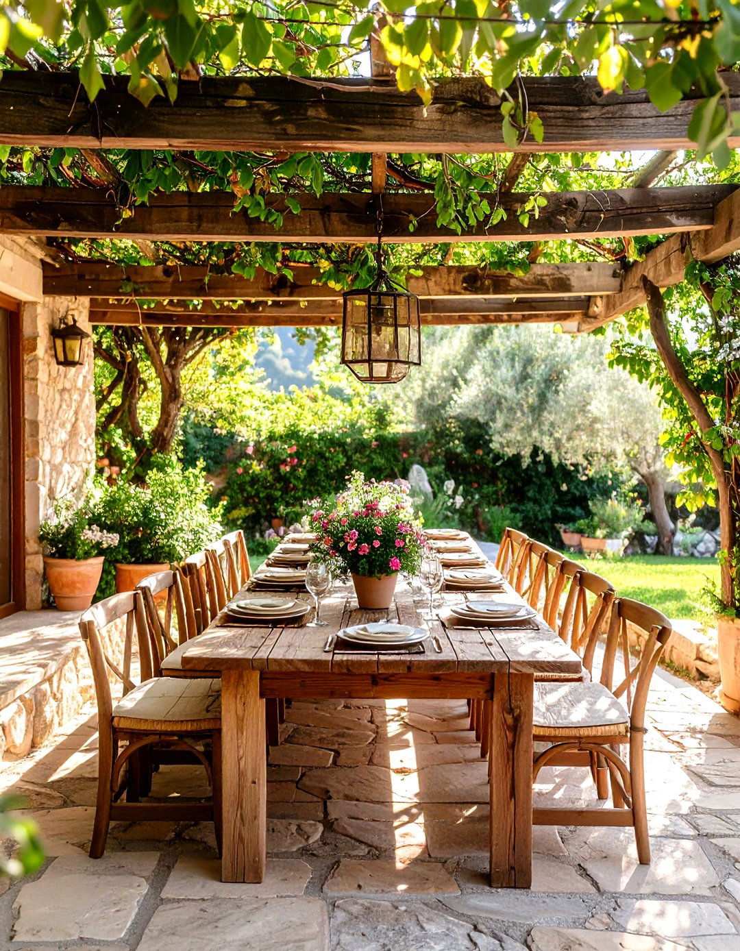 Rustic Outdoor Dining Areas - 24 Rustic Landscaping Ideas