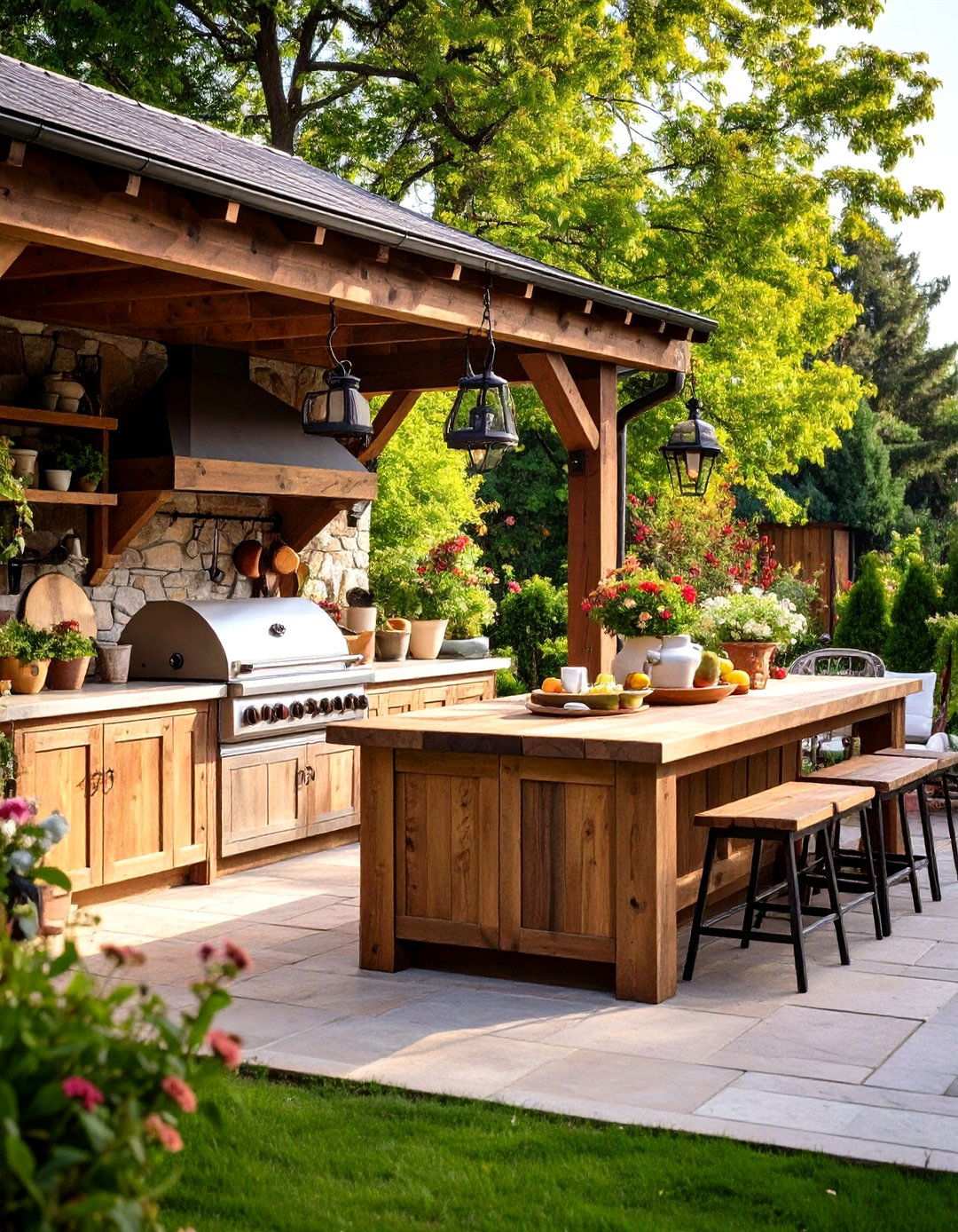 Rustic Outdoor Kitchen with Reclaimed Wood Accents - 24 Small Outdoor Kitchen Ideas