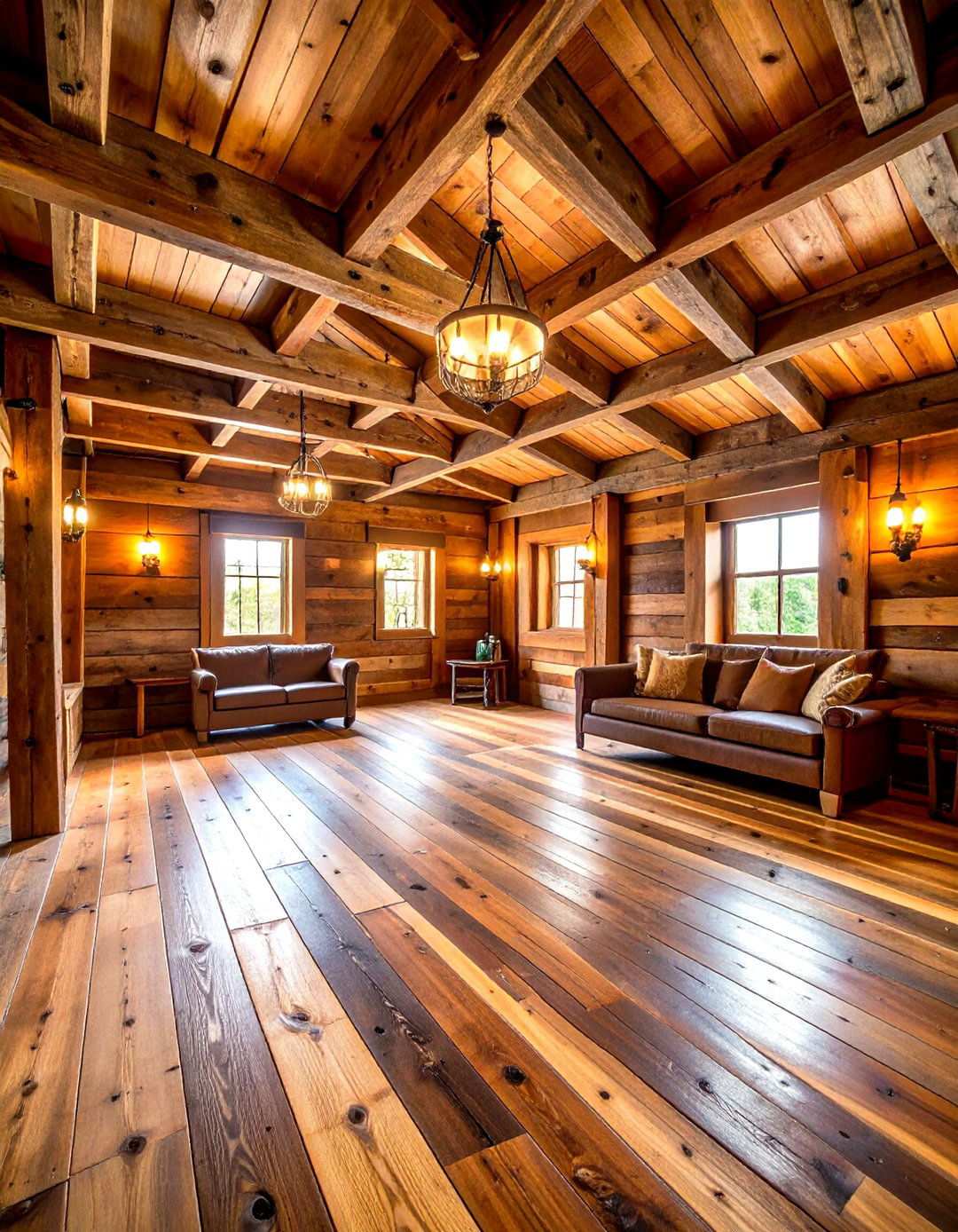 Rustic Reclaimed Hardwood - 24 Man Cave Flooring Ideas
