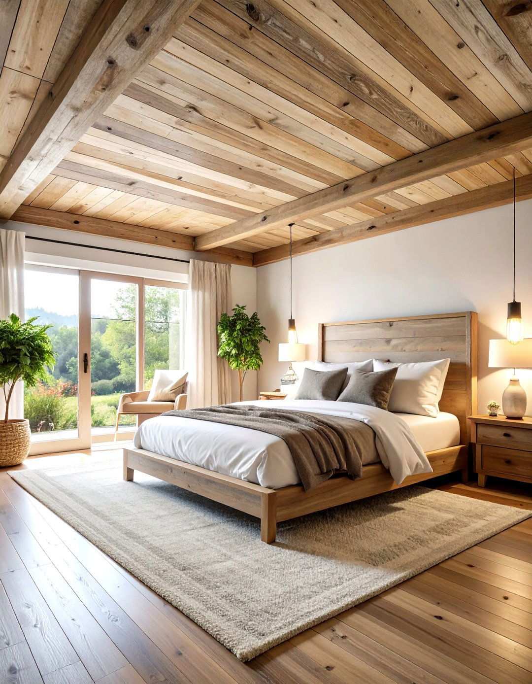 Rustic Reclaimed Wood Bedroom Ceiling - 24 Shiplap Ceiling Ideas