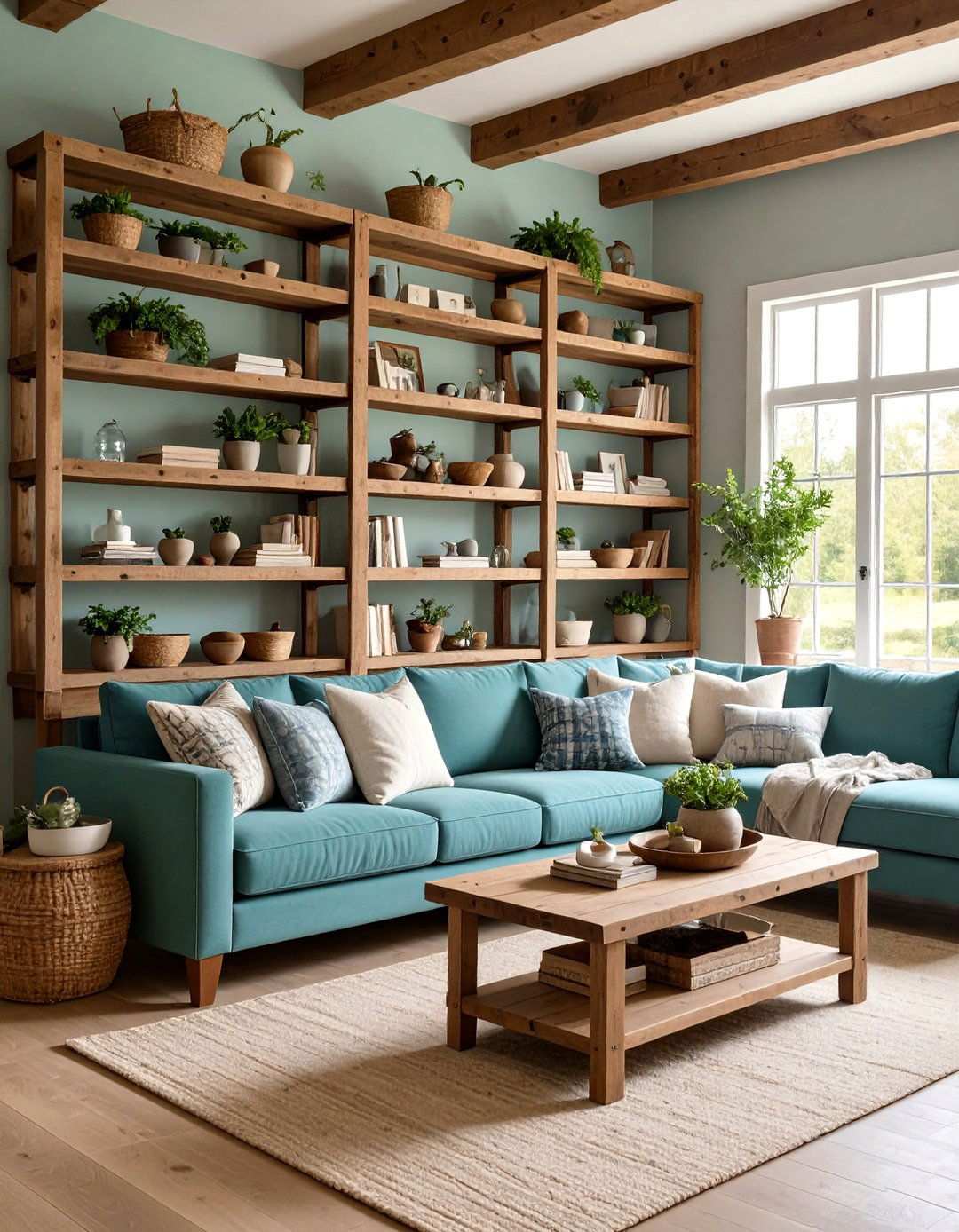 Rustic Reclaimed Wood Shelving - 24 Living Room Shelf Ideas