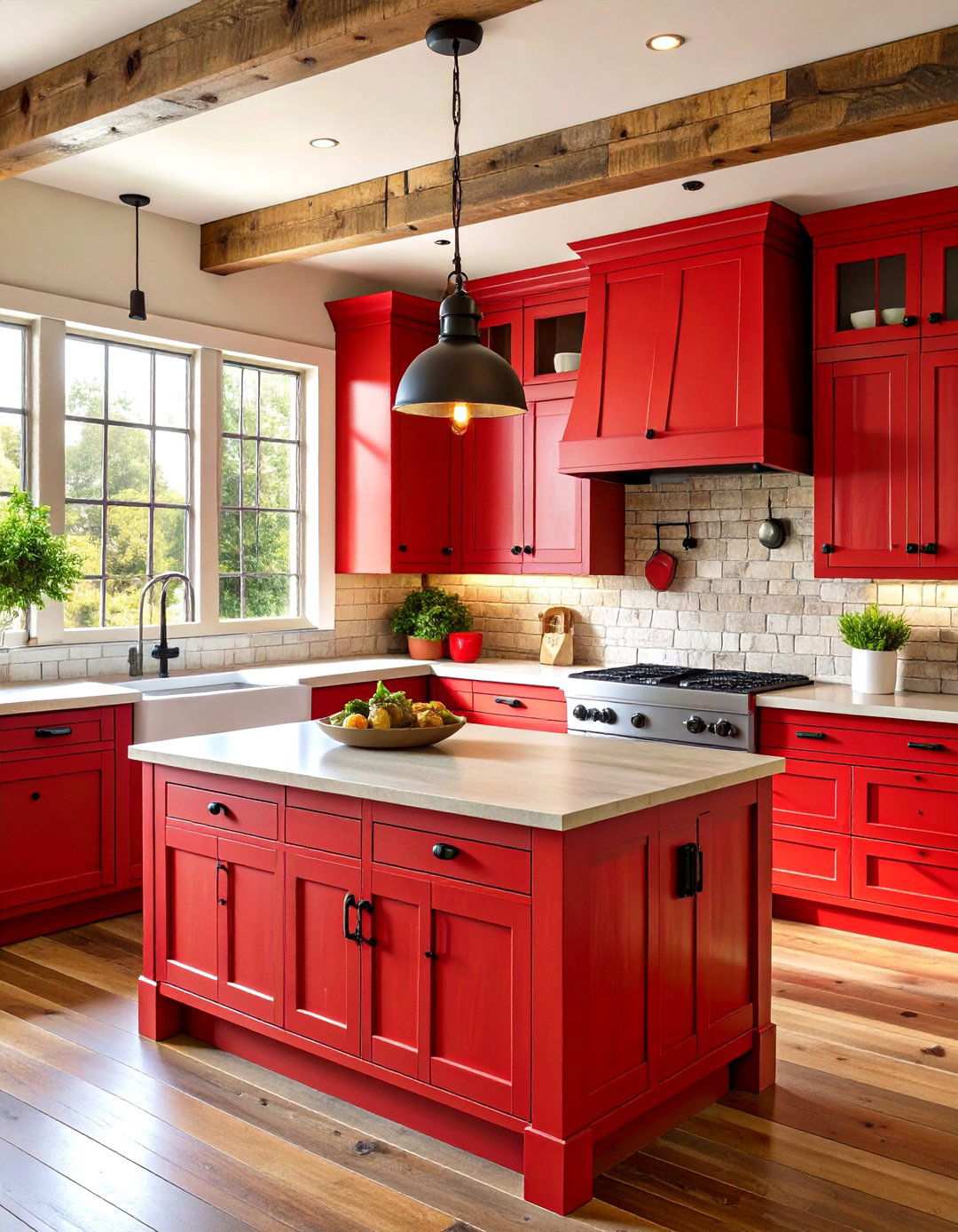 Rustic Red Barn Kitchen Style - 24 Red Kitchens