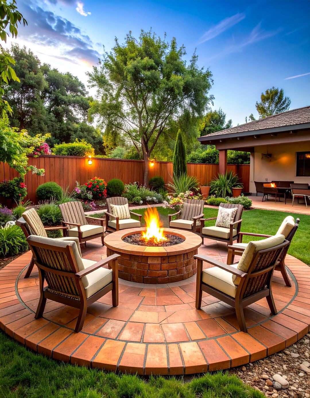 Rustic Red Brick Fire Pit Sanctuary - 24 Red Paver Patio Ideas