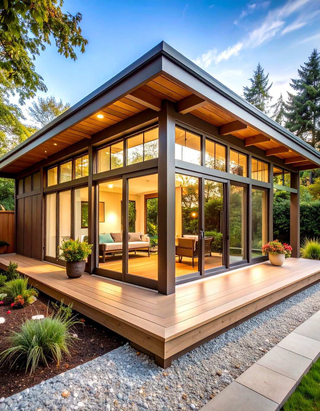 Rustic Shed Roof Lodge Style - 24 Shed Roof Porch Design Ideas