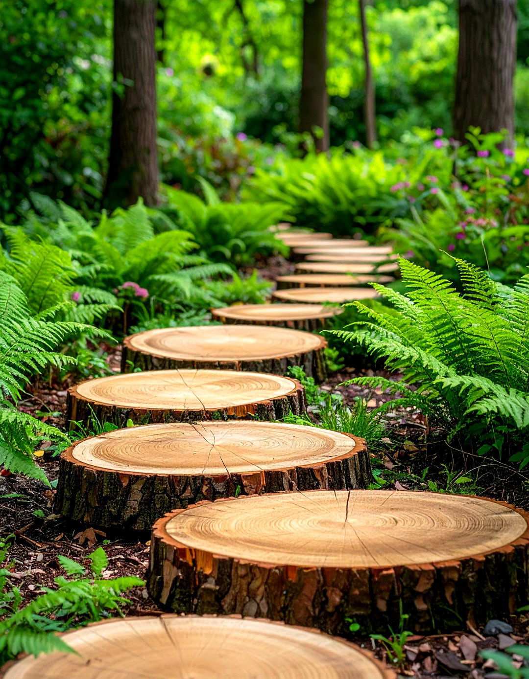 Rustic Split Log Walkway - 24 Wooden Walkway Ideas