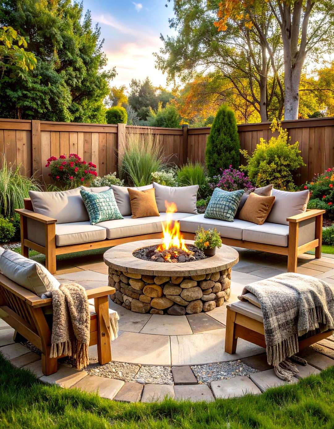 Rustic Stone Circle Fire Pit - 24 Wood Burning Fire Pit Ideas