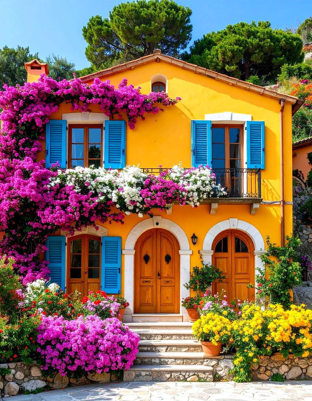 Rustic Stone Facade with Arched Elements - 24 Mediterranean House Exterior Ideas