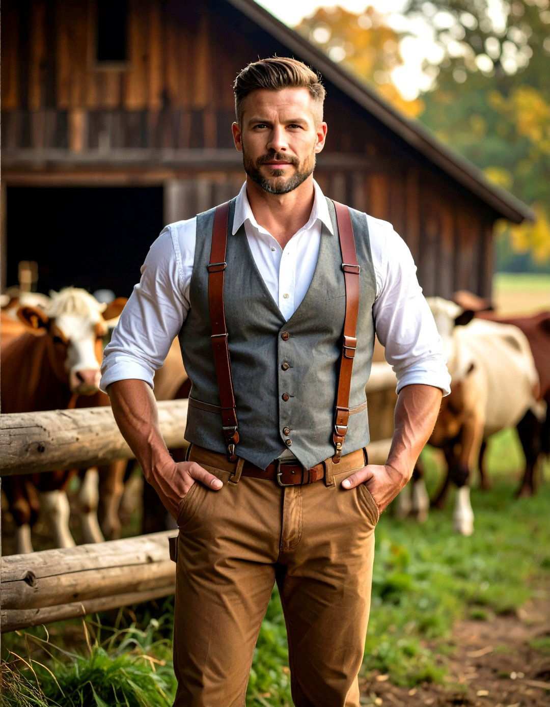 Rustic Suspenders and Vest Combination - 24 Men's Wedding Outfit Ideas