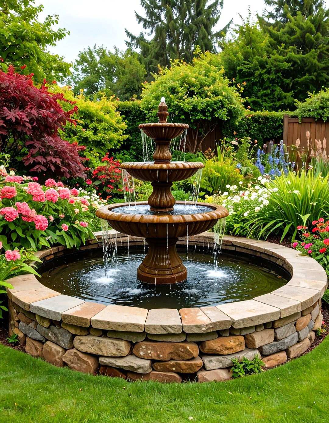 Rustic Water Fountain Features - 24 Rustic Landscaping Ideas