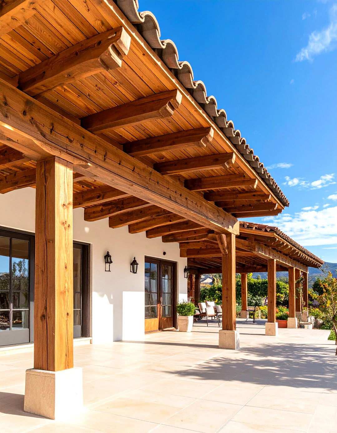 Rustic Wood Beam Accents - 24 spanish style home exterior ideas