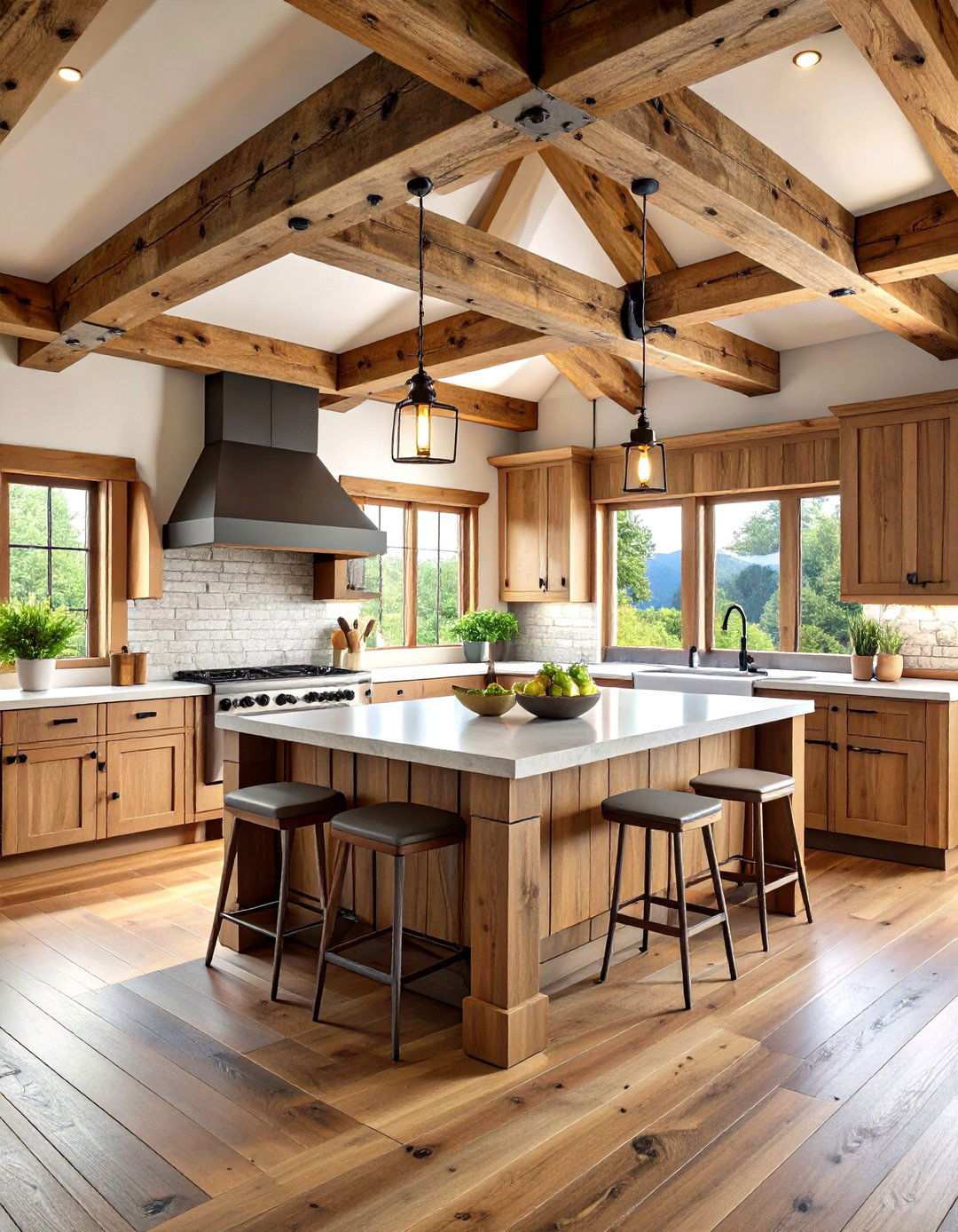 Rustic Wood Beam Ceiling Kitchen - 24 Vaulted Ceiling Kitchen Ideas