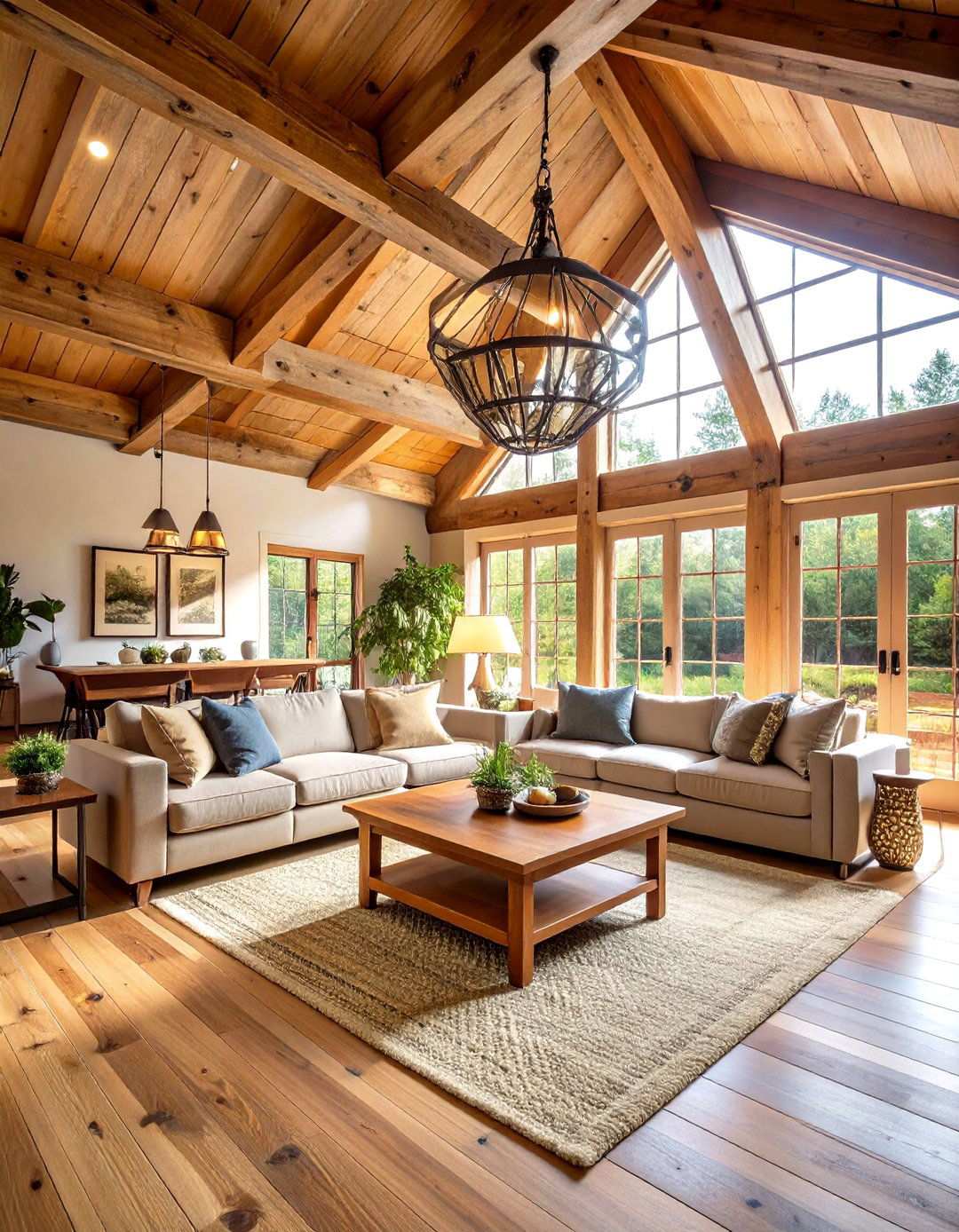 Rustic Wood Beam Living Room Tray Ceiling - 24 tray ceiling ideas