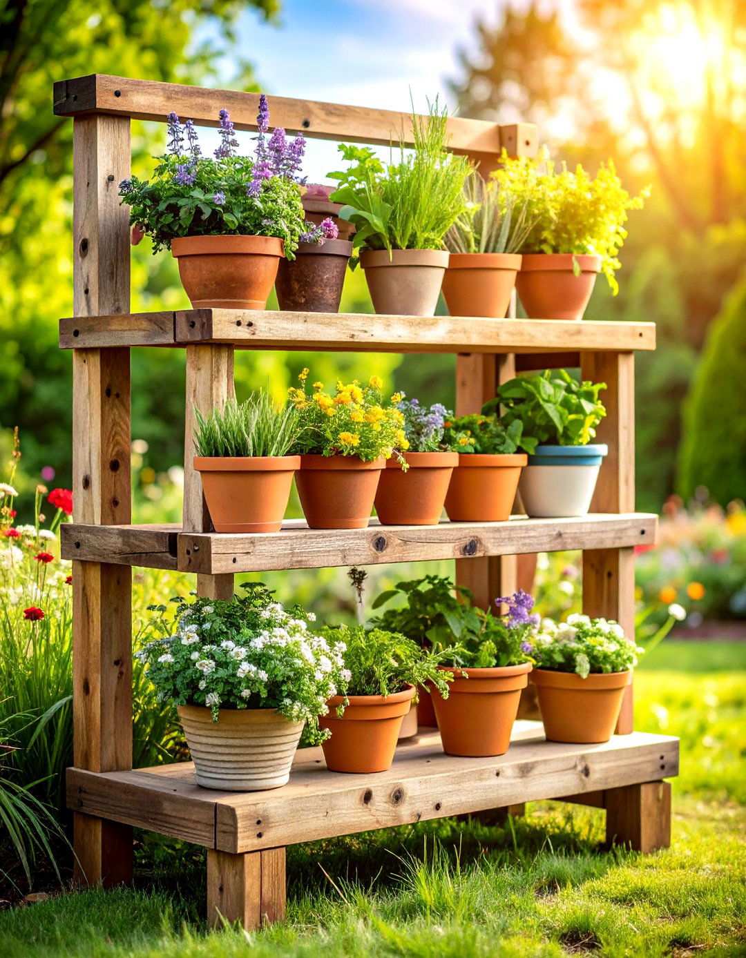 Rustic Wood Plant Stands - 24 Outdoor Plant Stand Ideas