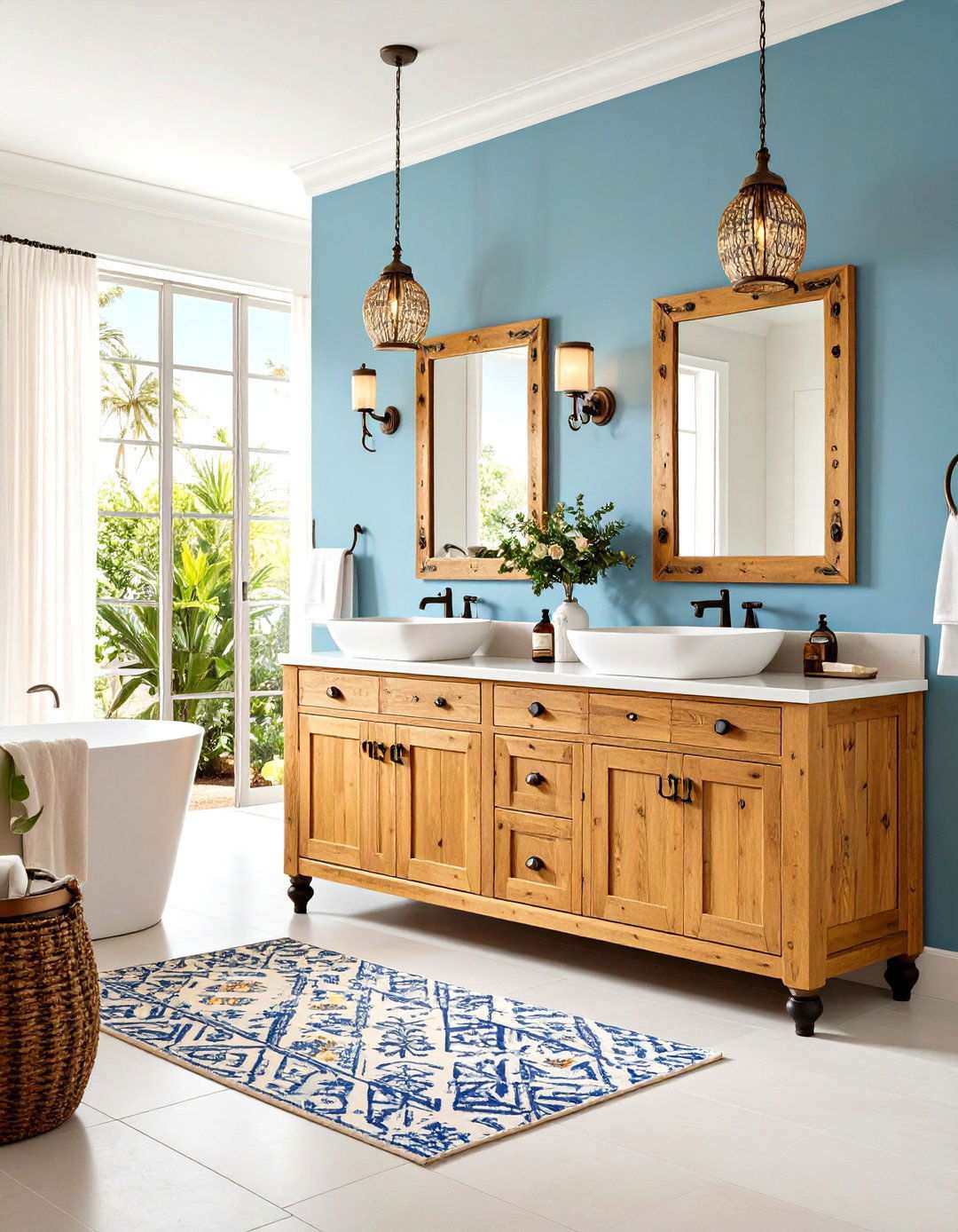 Rustic Wood Vanity Cabinetry - 24 Spanish Style Bathroom Ideas