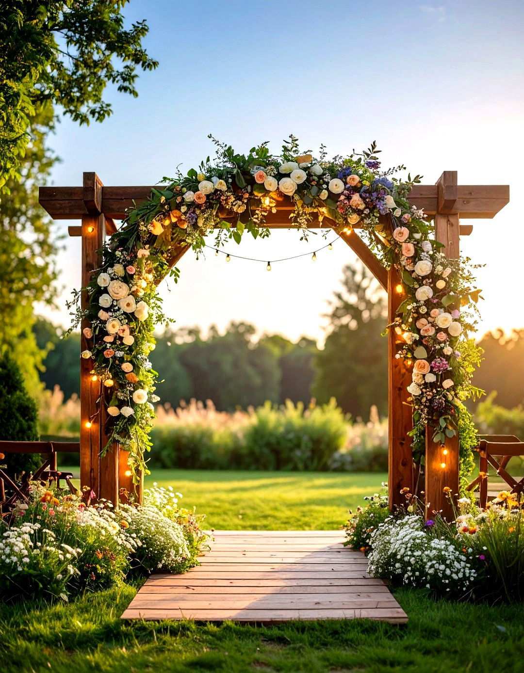 Rustic Wooden Arch Entrance - 24 Wedding Entrance Ideas