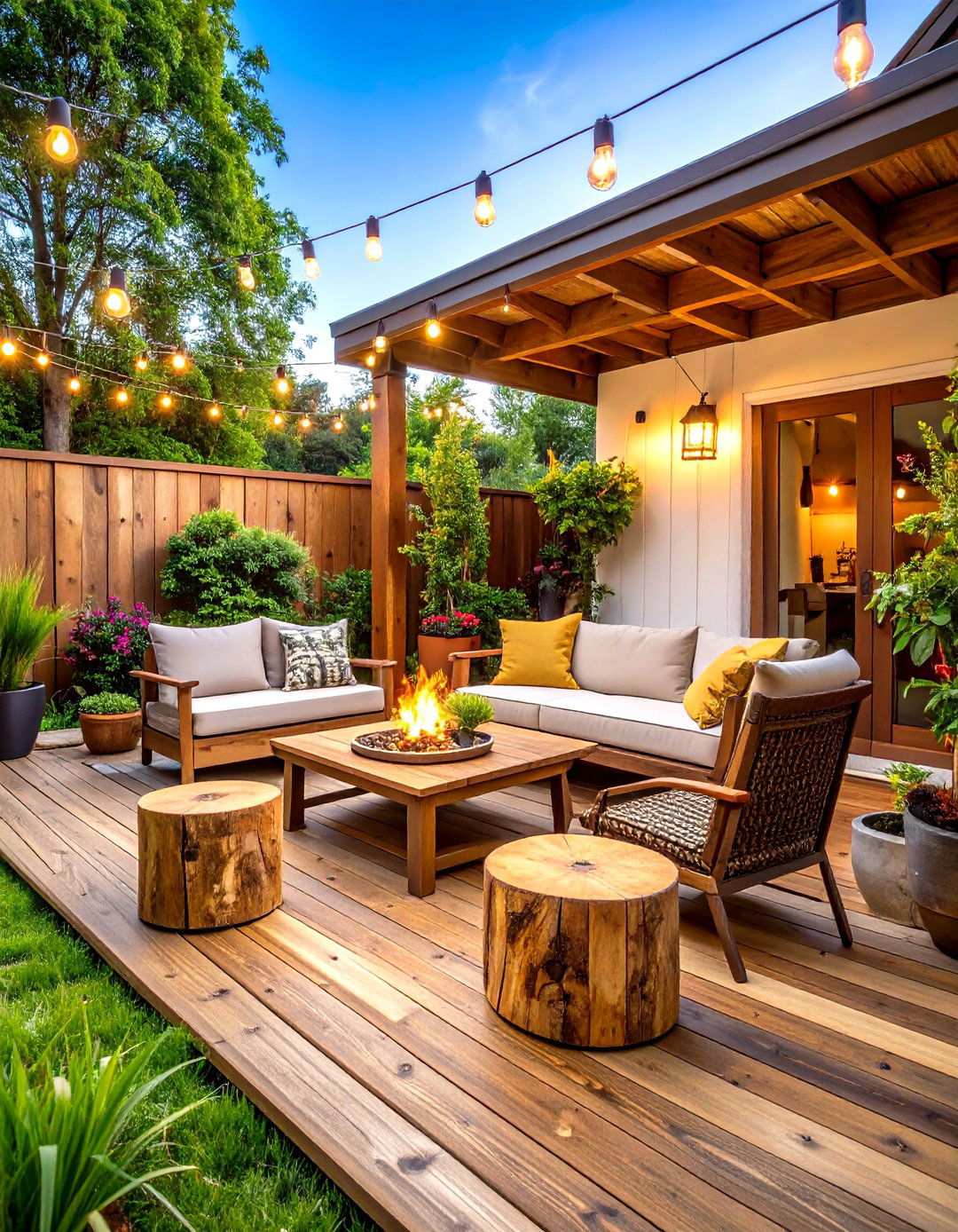 Rustic Wooden Patio with Natural Elements - 24 Small Patio Ideas
