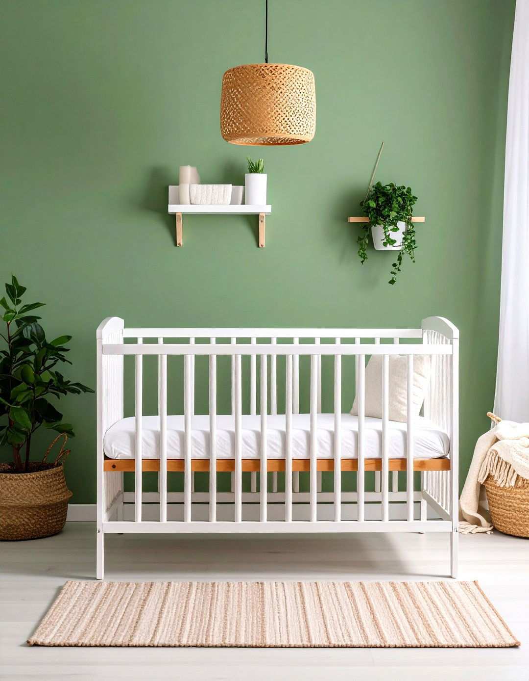 Sage Green Accent Wall Nursery - 24 Neutral Nursery Ideas
