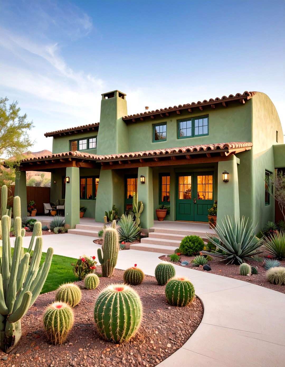 Sage Green Adobe Southwest Style - 24 Sage Green House Exterior Ideas