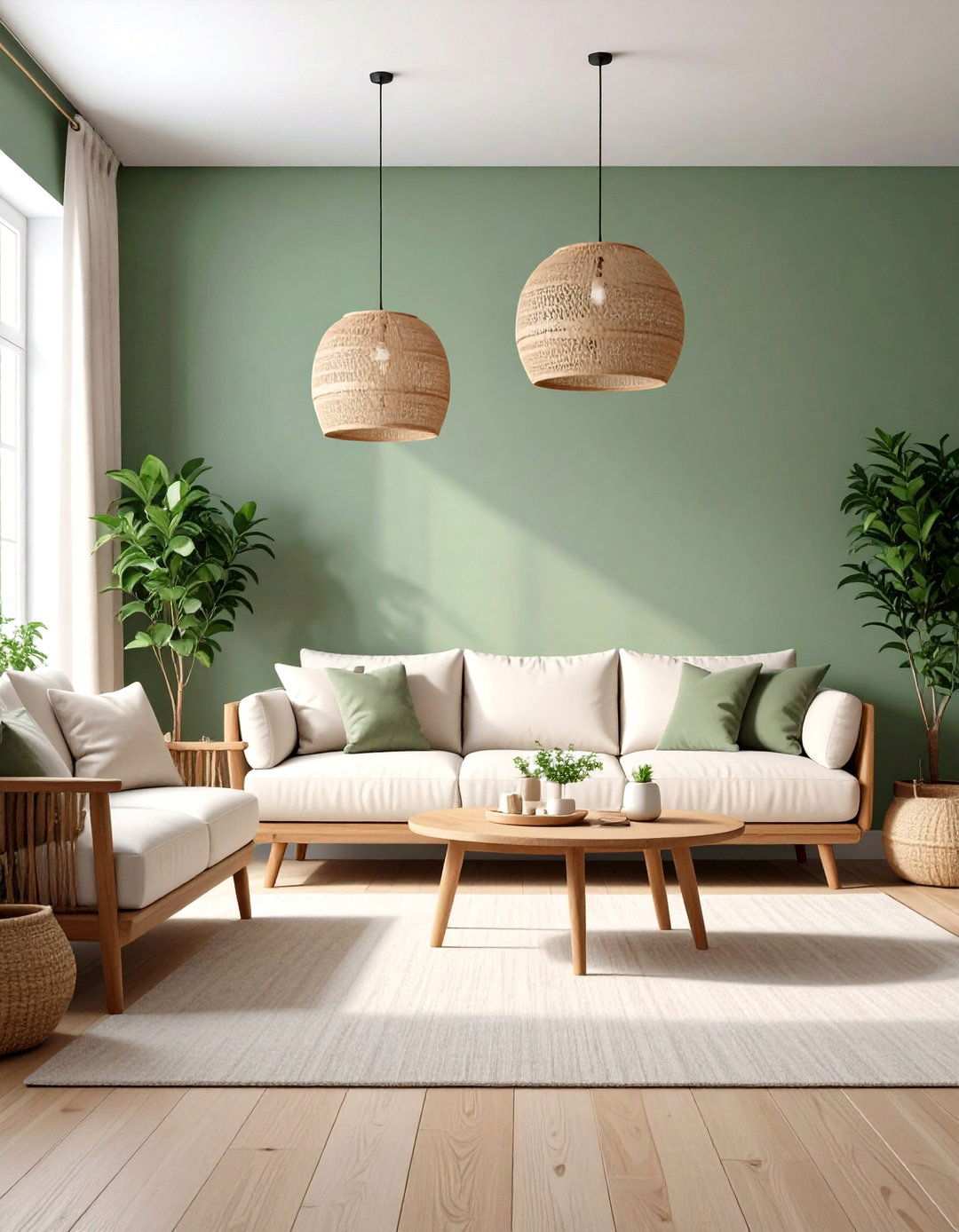 Sage Green and Cream Natural Harmony - 24 Two Colour Combination for Living Room