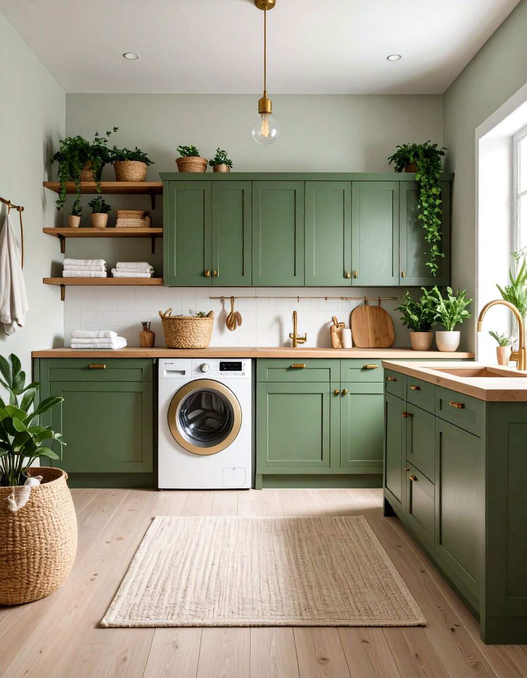 Sage Green Botanical Haven - 24 Laundry Room Decor Ideas
