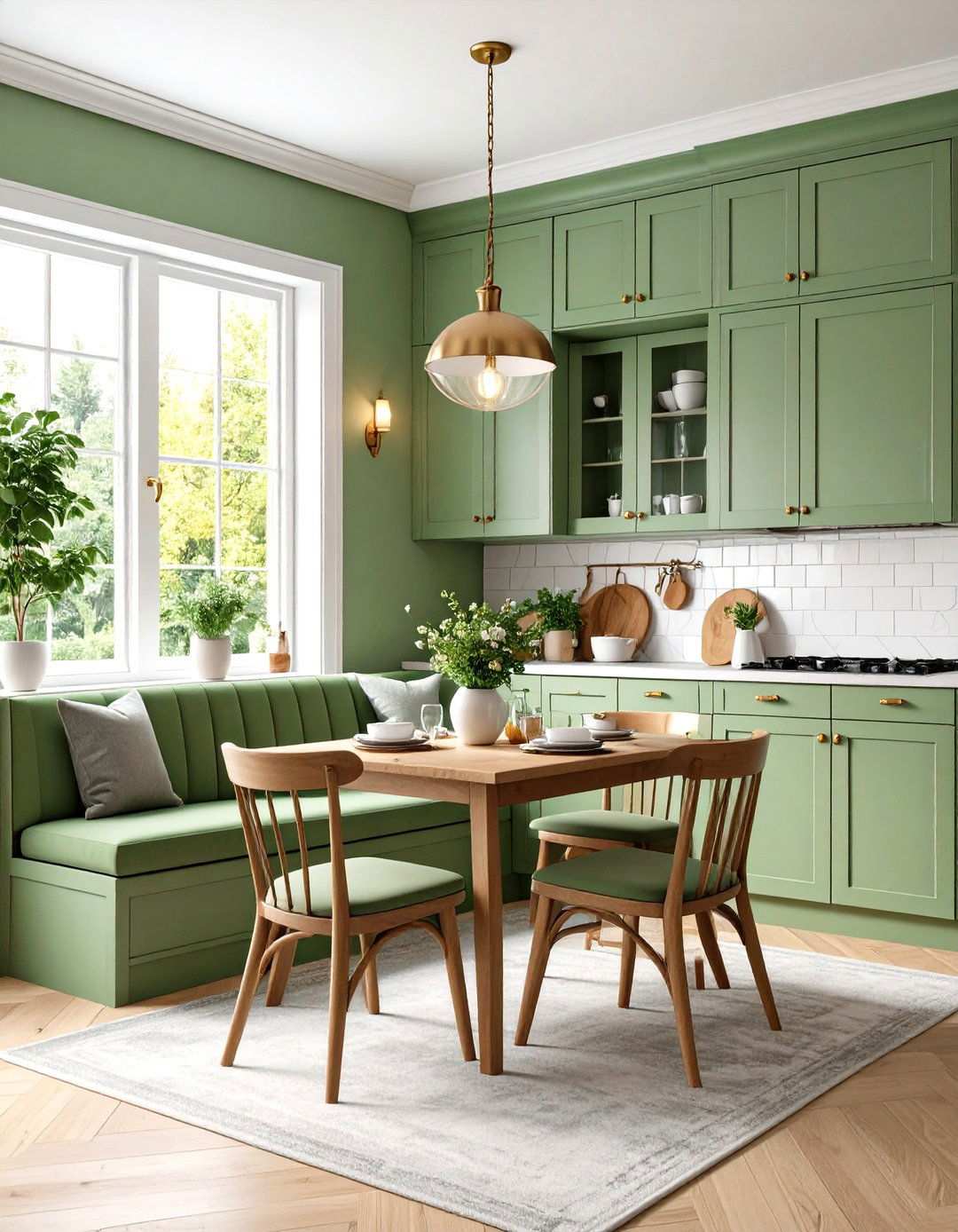 Sage Green Breakfast Nook Corner - 24 Sage Green Kitchen Ideas