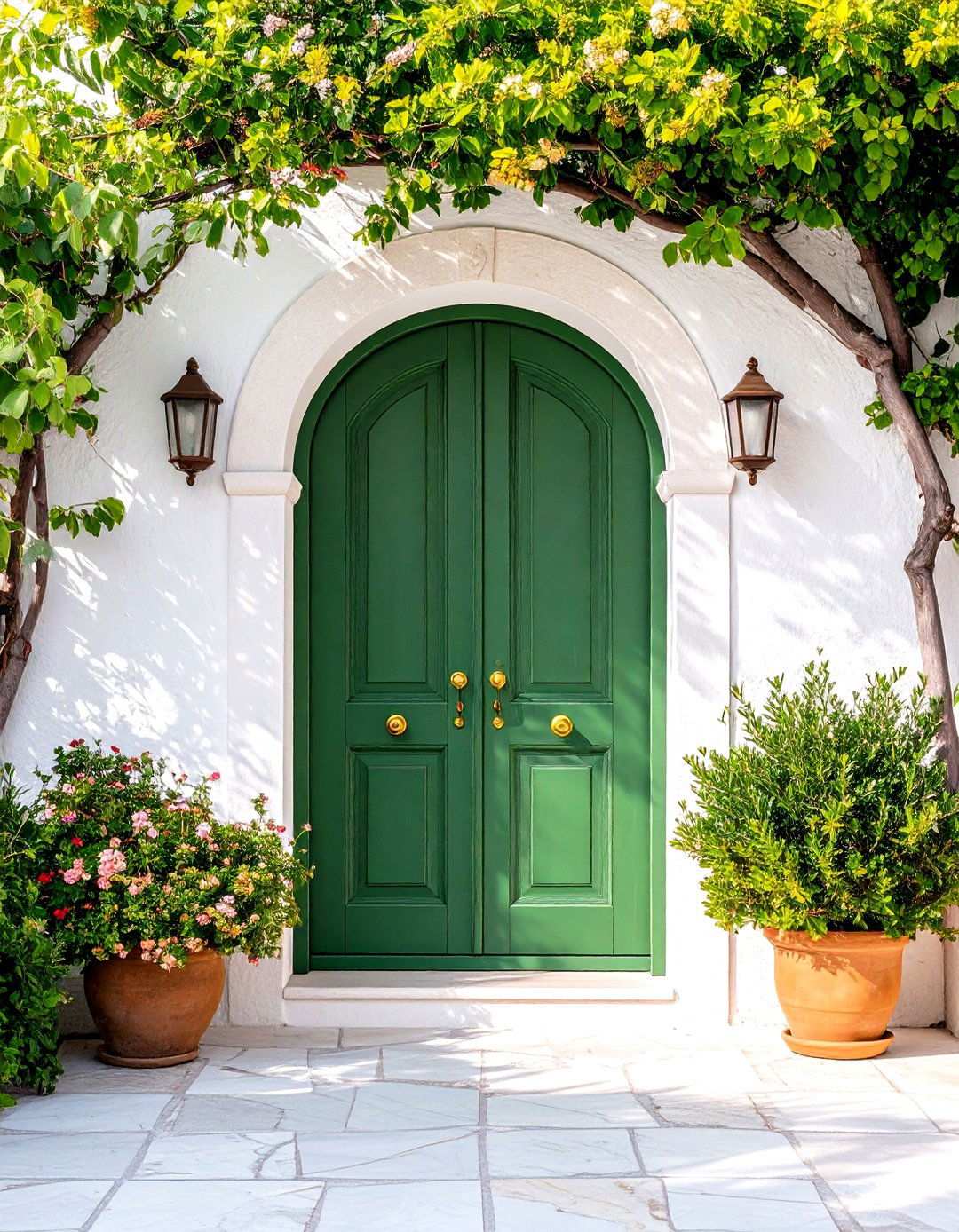 Sage Green Coastal Color Schemes - 24 Mediterranean Front Door Ideas