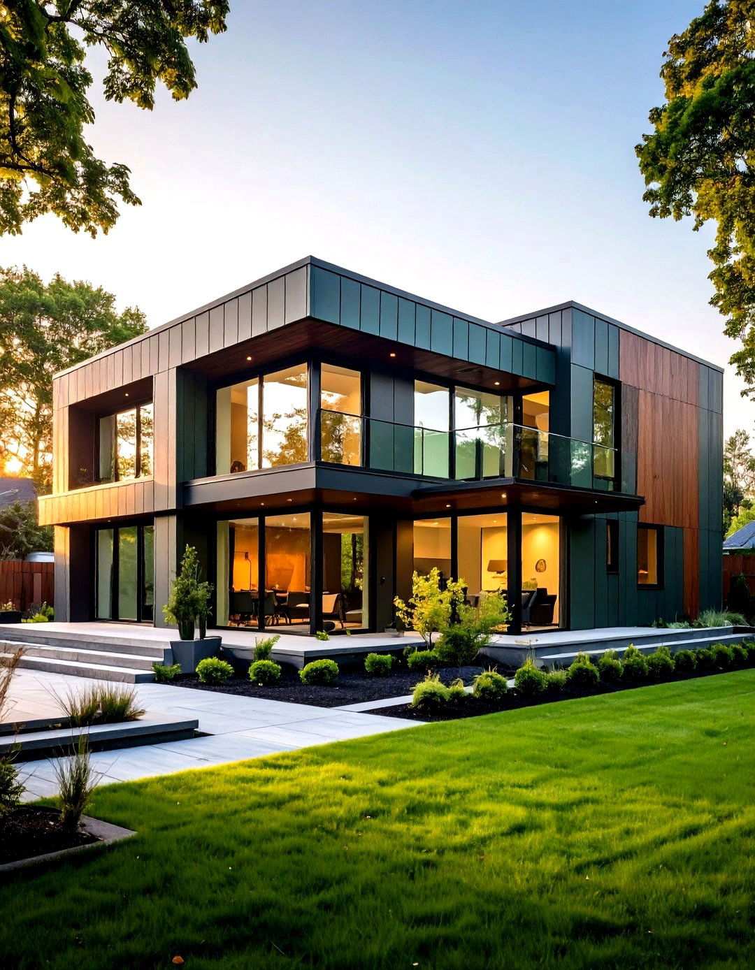 Sage Green Contemporary Home Design - 24 Light Green House Exterior Ideas
