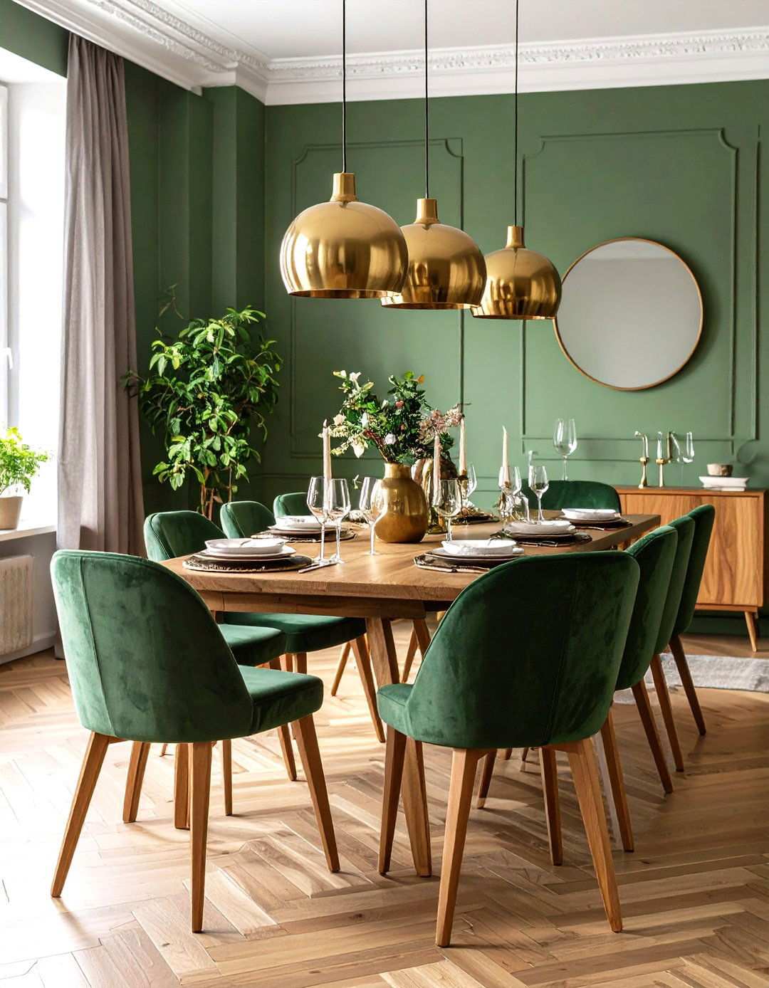 Sage Green Dining Room with Natural Wood Table - 24 Sage Green Decor Ideas