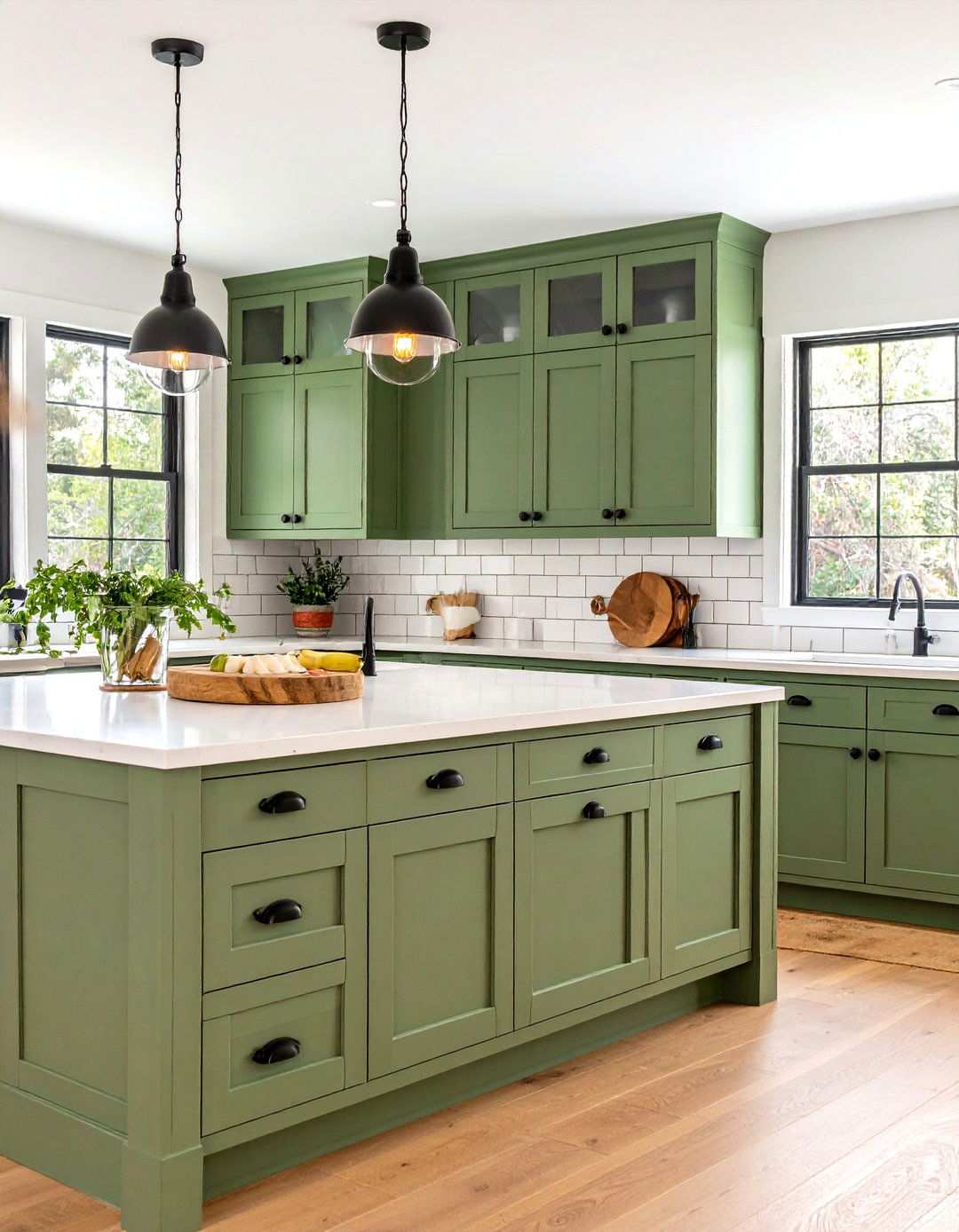 Sage Green Farmhouse Kitchen Cabinets - 24 Kitchen Cabinet Color Ideas