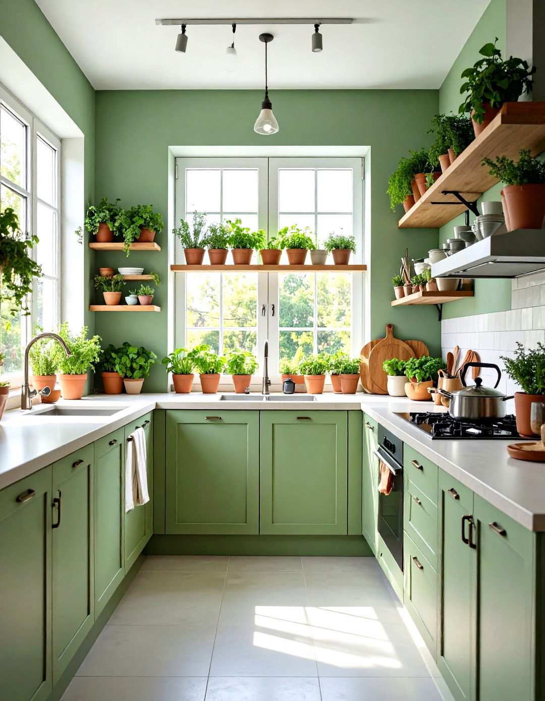 Sage Green Herb Garden Integration - 24 Sage Green Kitchen Ideas
