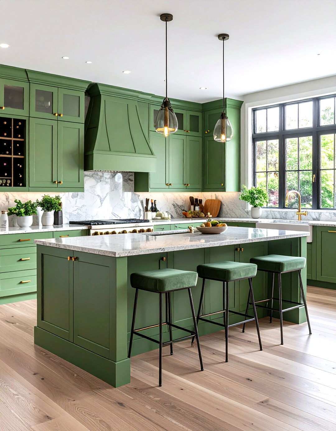 Sage Green Island with Wine Storage and Entertainment Features - 24 Sage Green Kitchen Island Ideas