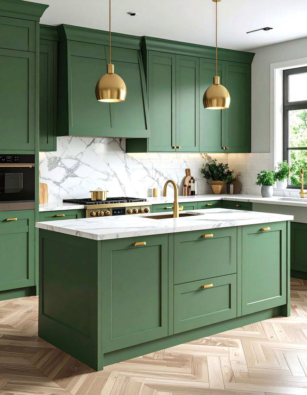 Sage Green Kitchen Cabinets with Marble Countertops - 24 Sage Green Paint Color Ideas