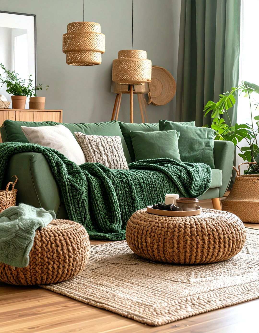 Sage Green Knitted Throws and Textile Layers - 24 Sage Green Decor Ideas