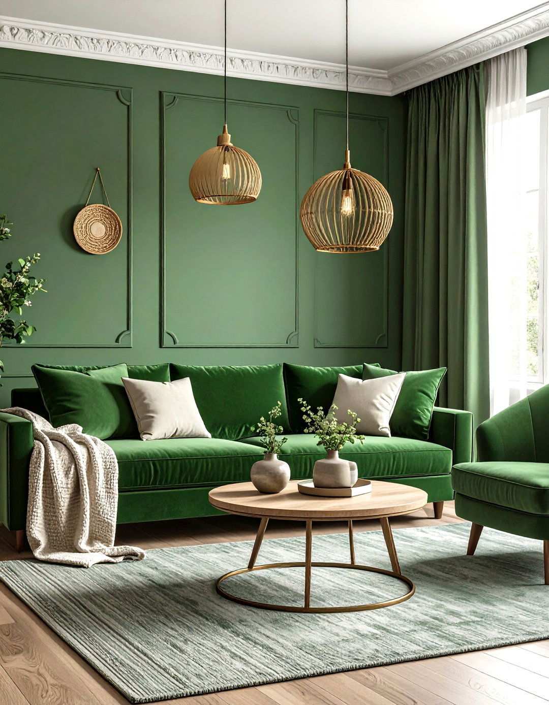 Sage Green Living Room with Rich Textural Elements - 24 Sage Green Living Room Ideas