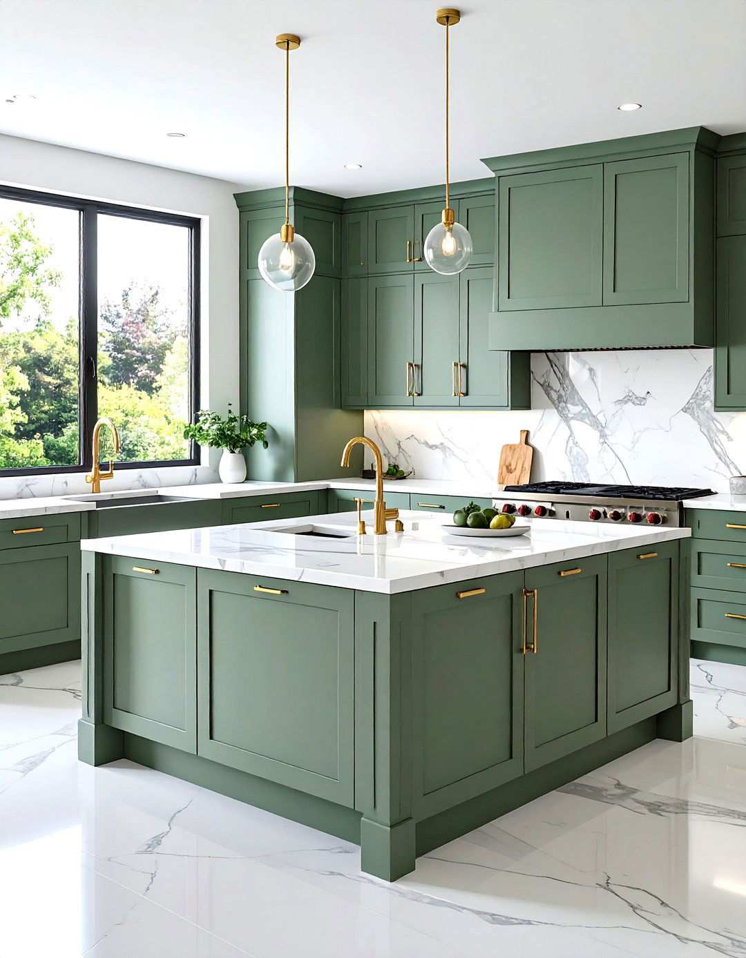 Sage Green Marble Countertop Pairing - 24 Sage Green Kitchen Ideas