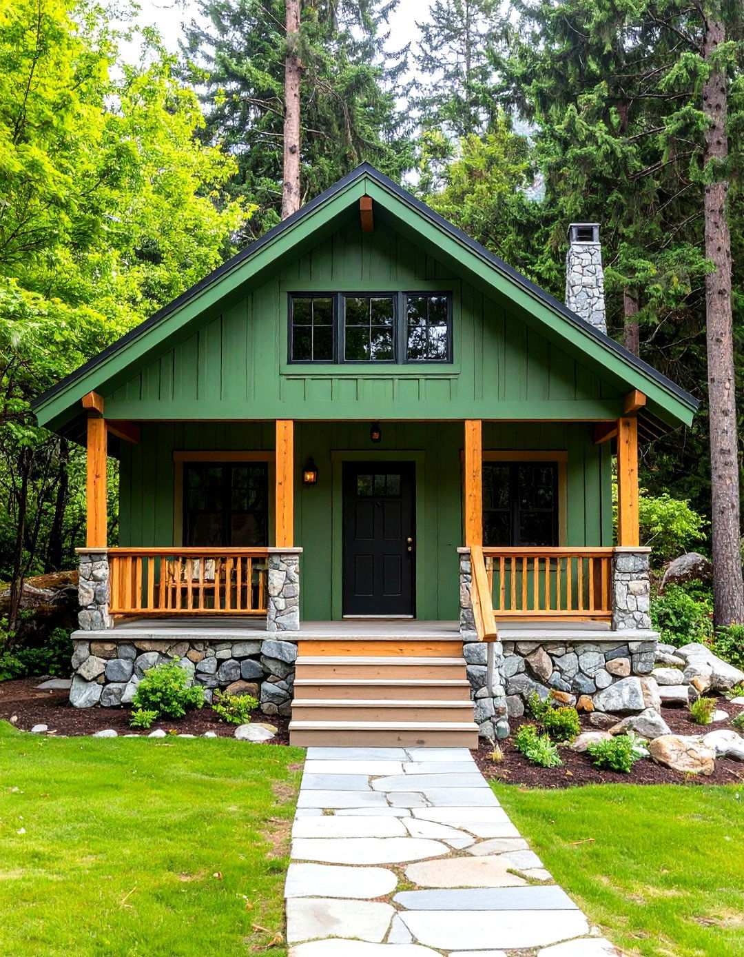 Sage Green Mountain Cabin with Black Door - 24 Sage Green House With Black Door