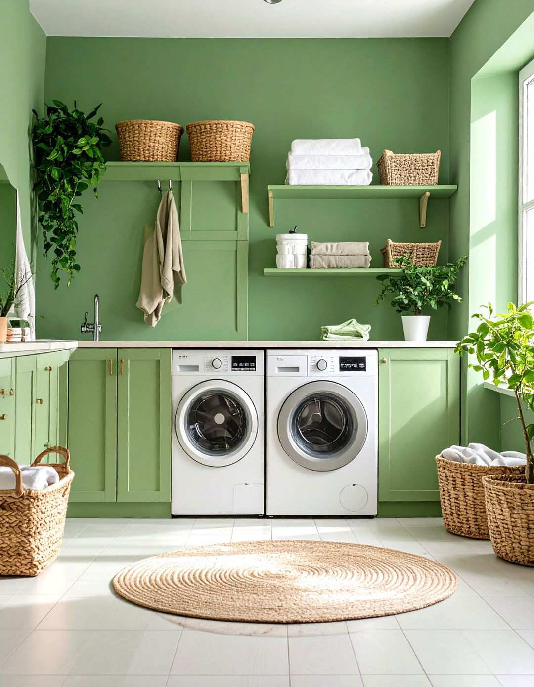 Sage Green Multifunctional Workspace - 24 Sage Green Laundry Room Ideas