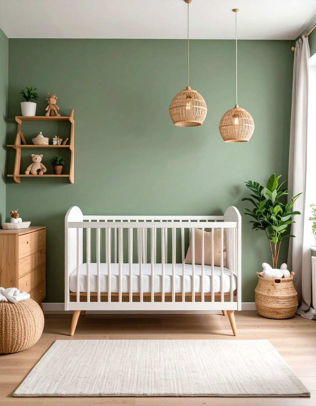 Sage Green Nursery Design with White Furniture - 24 Sage Green Decor Ideas