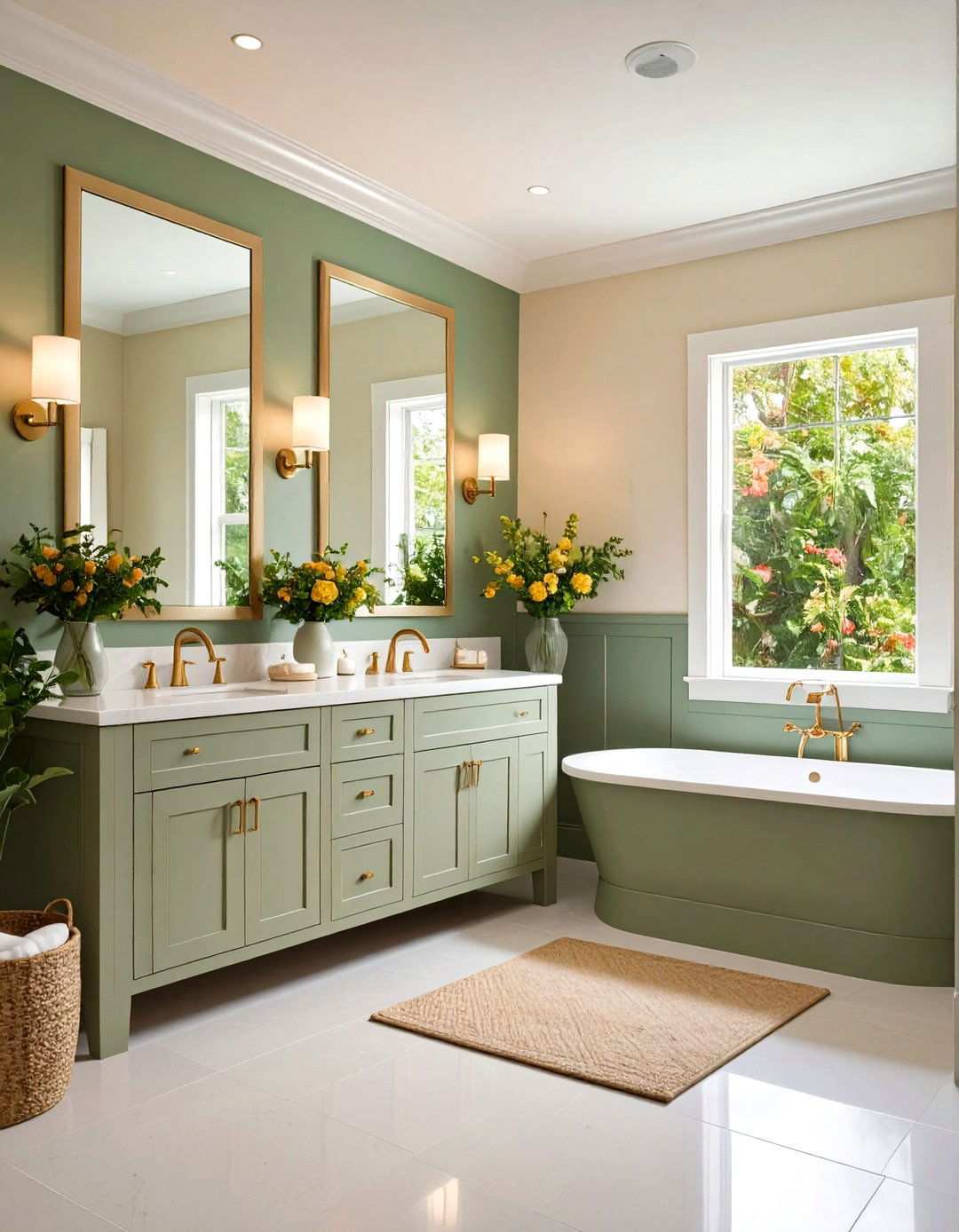 Sage Green Painted Paneling Style - 24 Powder Room Wainscoting Ideas