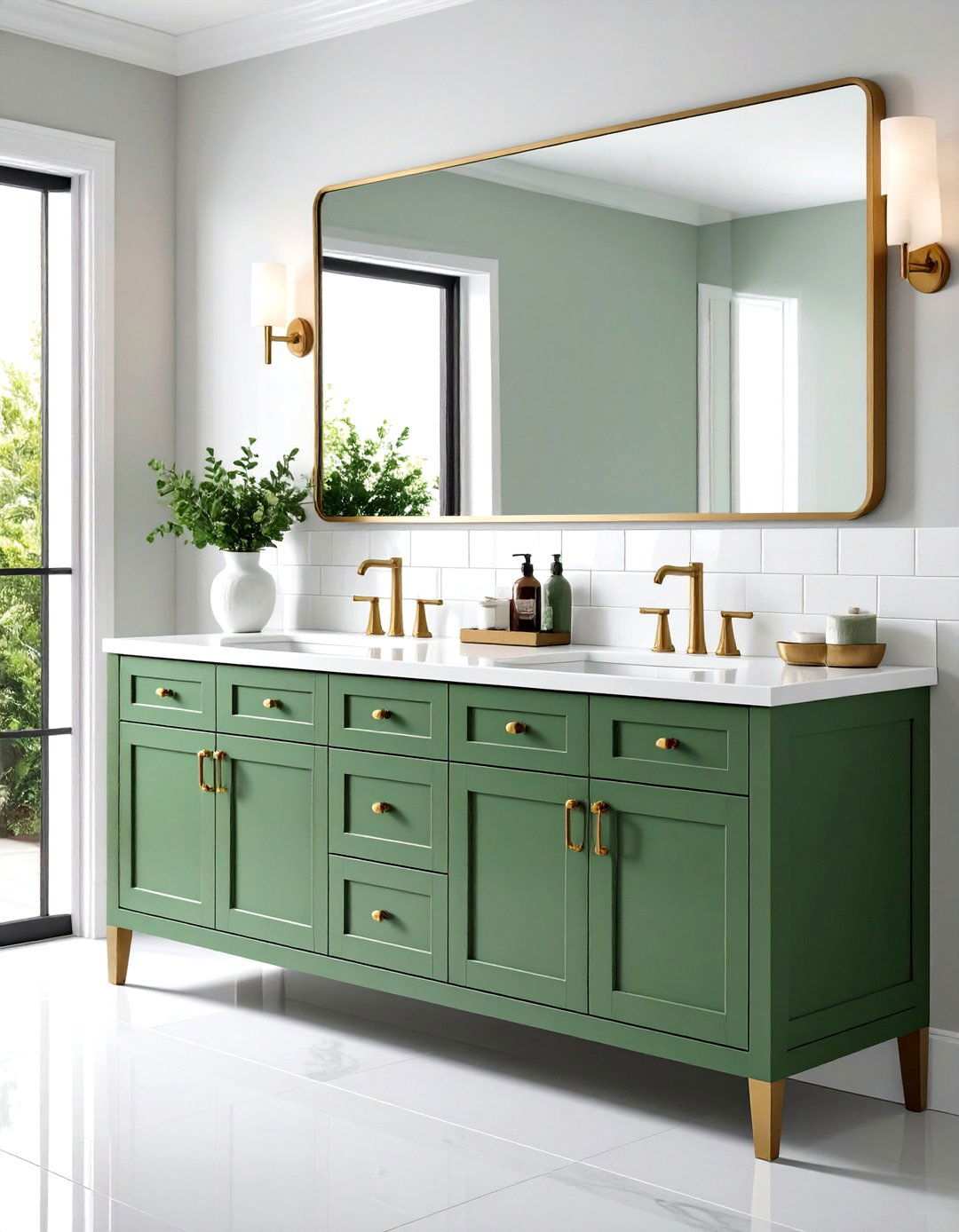 Sage Green Painted Vanity Cabinet - 24 Sage Green Bathroom Ideas