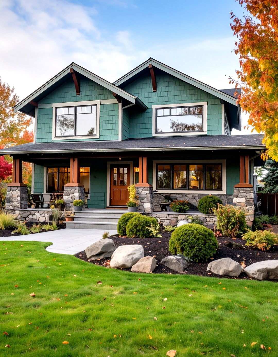 Sage Green Ranch with Stone Accents - 24 Sage Green House Exterior Ideas