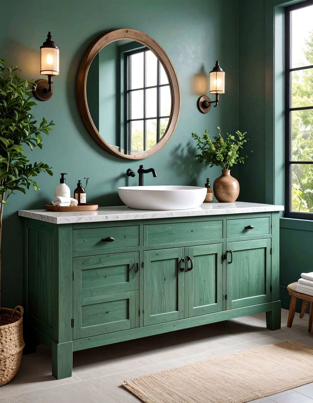 Sage Green Rustic Wood Vanity - 24 Sage Green Bathroom Ideas