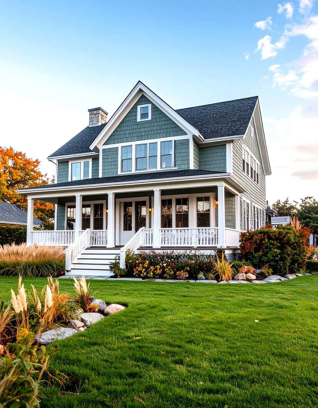 Sage Green Shingle Style Home - 24 Sage Green House Exterior Ideas