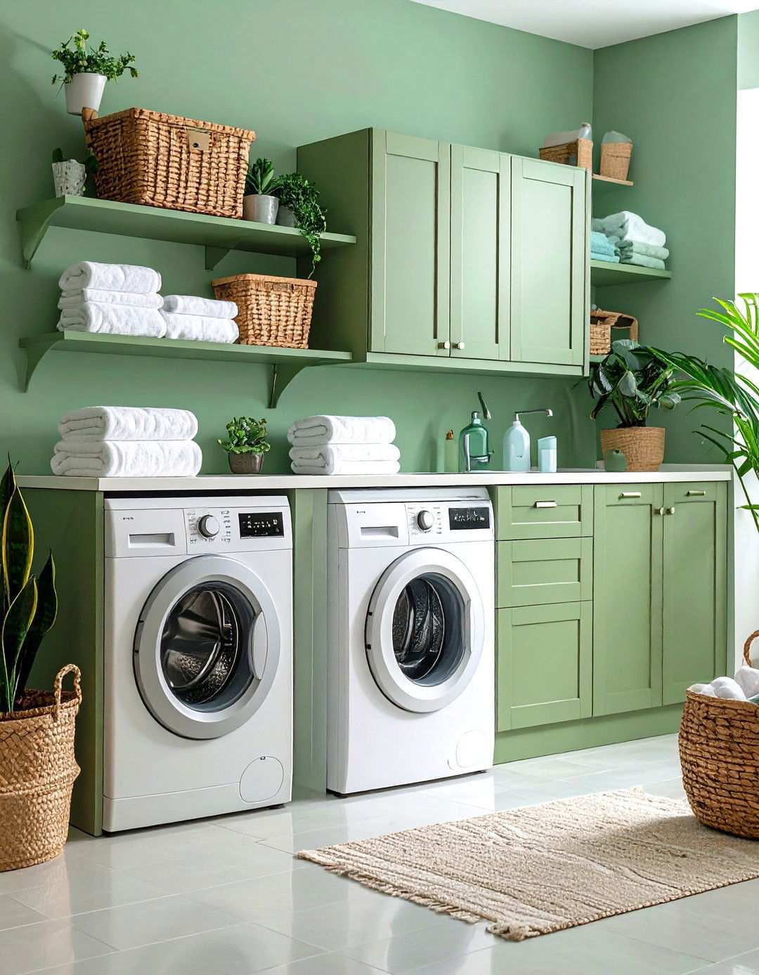 Sage Green Smart Storage Solutions - 24 Sage Green Laundry Room Ideas