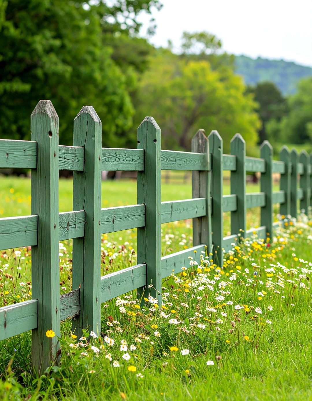 Sage Green Split Rail Design - 24 Sage Green Garden Fence Ideas